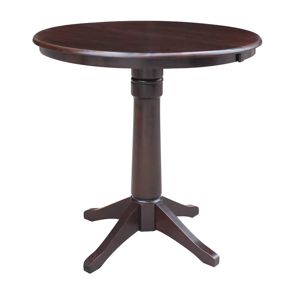 36" Round Top Counter Height Ped Table with 12" Leaf