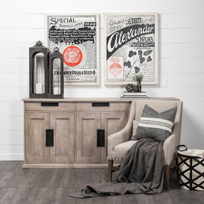 Braxton III Natural Brown Solid Wood 3 Drawer 6 Door Sideboard - 81.5W x 18.5D x 36.0H