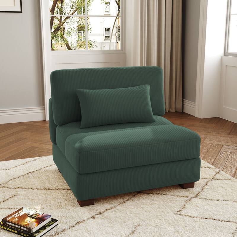 Modern Chaise Lounge Modular Sectional Sofa - Hunter Green - Symmetrical