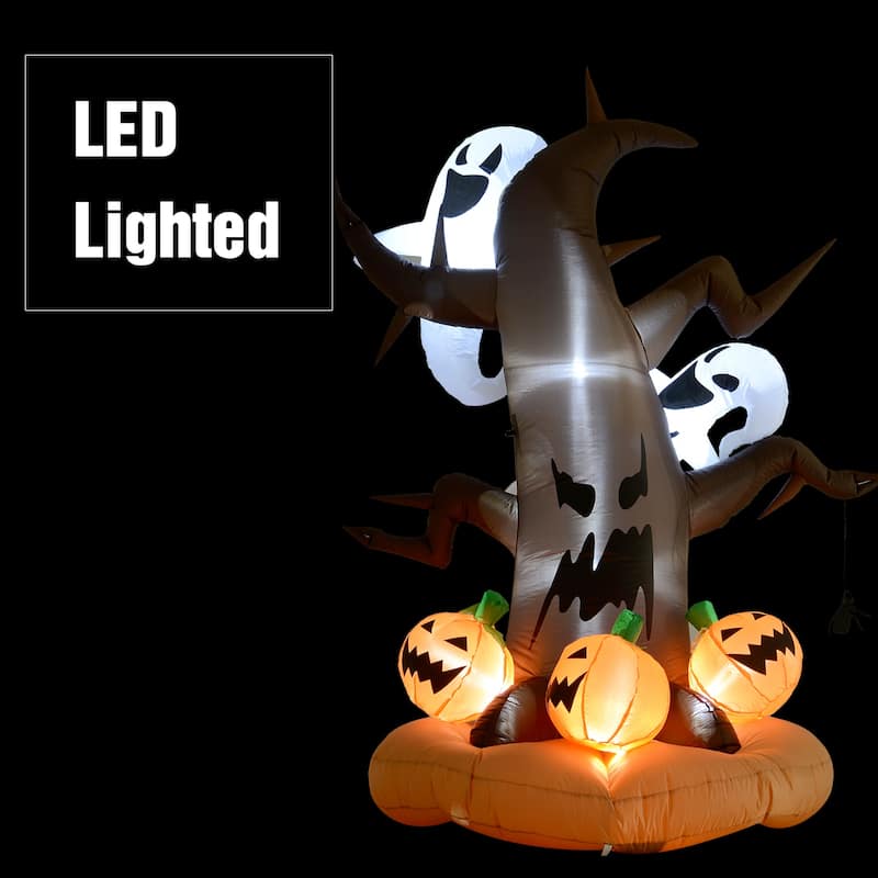HOMCOM 8' Haunted Tree, Evil Jack-O'-Lantern, and Ghost Inflatable Halloween Decoration
