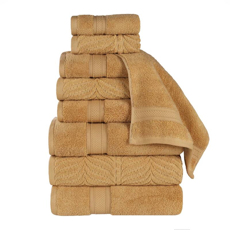 Superior Chevron Zero Twist Solid and Jacquard Cotton 9 Piece Towel Set