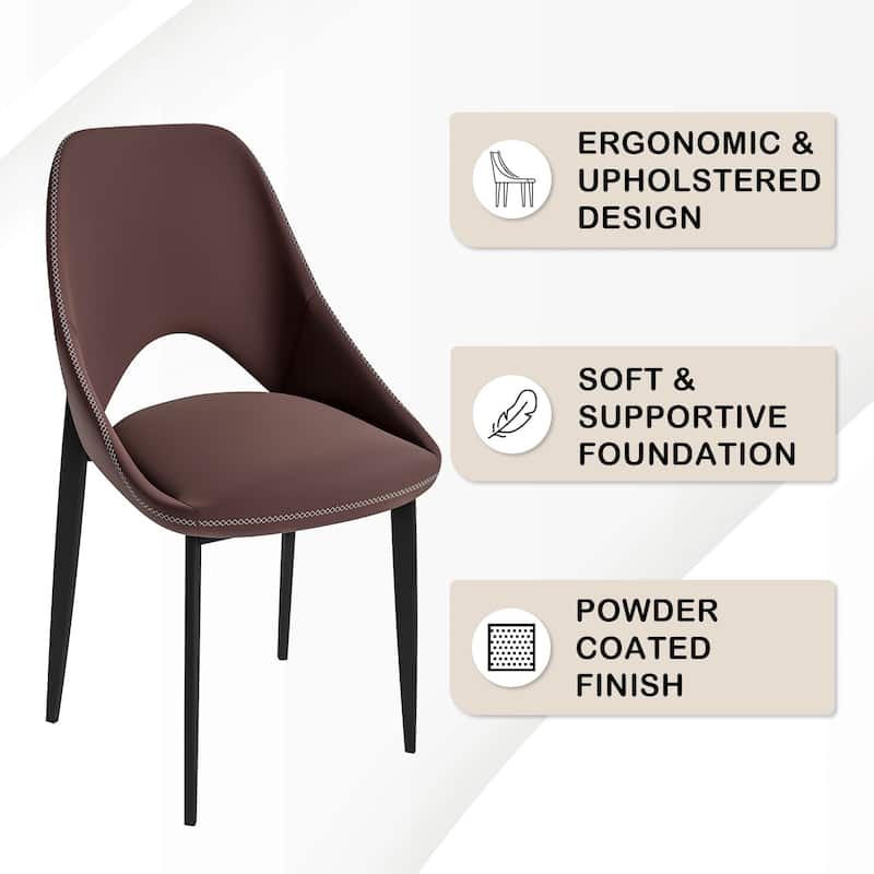 Amalfi Mid-Century Modern Upholstered Dining Chair - Open Back Side Chair with Metal Legs for Kitchen, Dining Room & Living Room