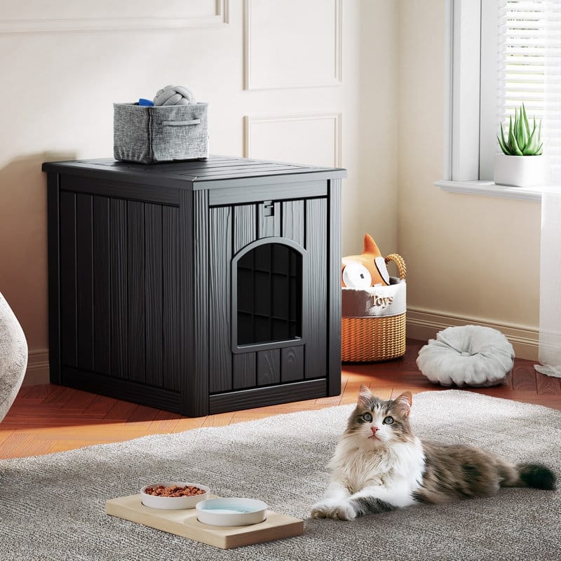 Waterproof Resin Cat House - Black