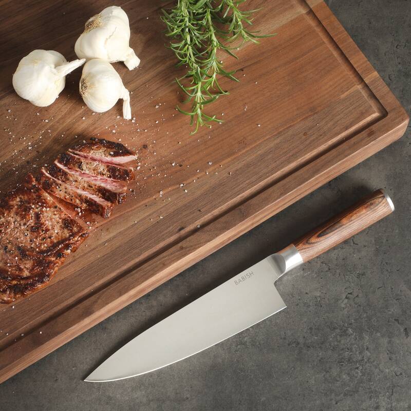 Babish High Carbon 1.4116 German Steel Full Tang 8-Inch Chef Knife - for Chopping, Slicing, Dicing & Everyday Prep