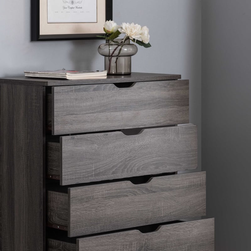 Drawer Clothes And Storage Chest Faux Wood Grain And Metal Drawer Glides