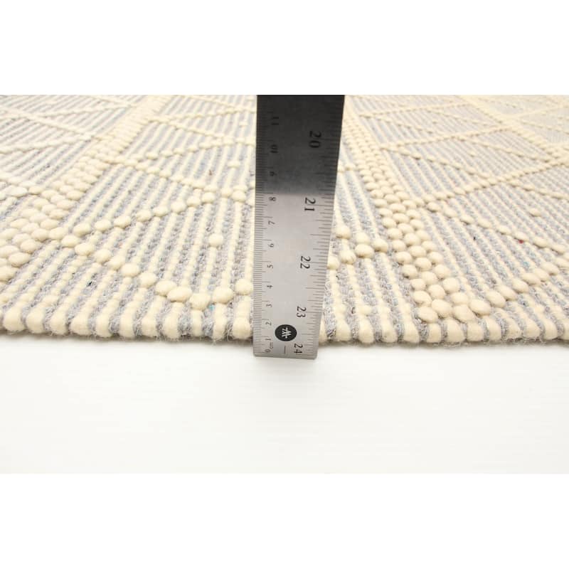 ECARPETGALLERY Braid weave Sienna Grey Wool Rug - 4'10 x 7'10