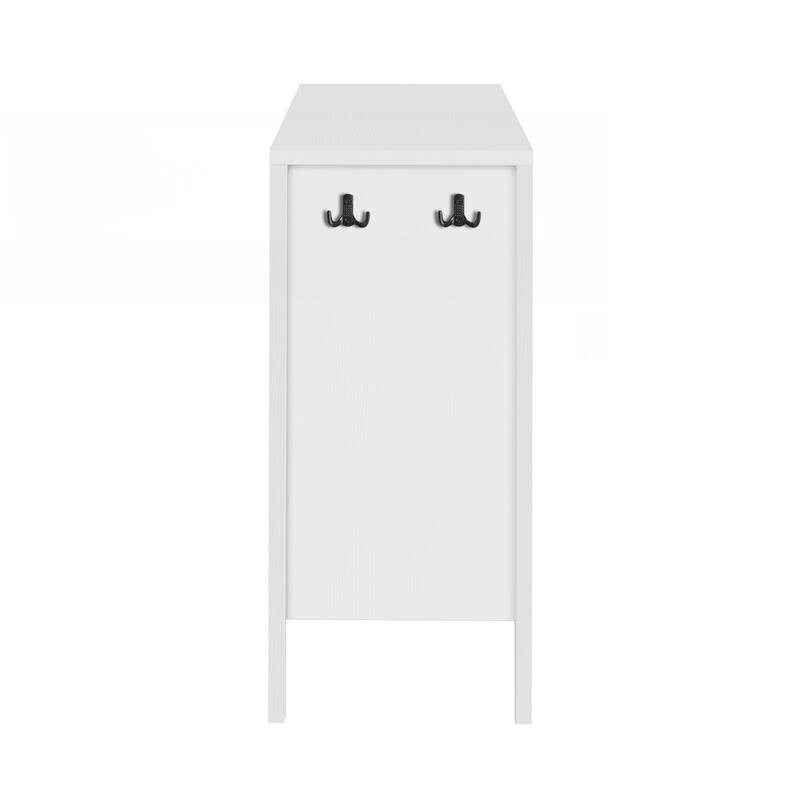 4-Door Sideboard with Back-of-Door Storage Racks & Side Hooks, Adjustable Shelves