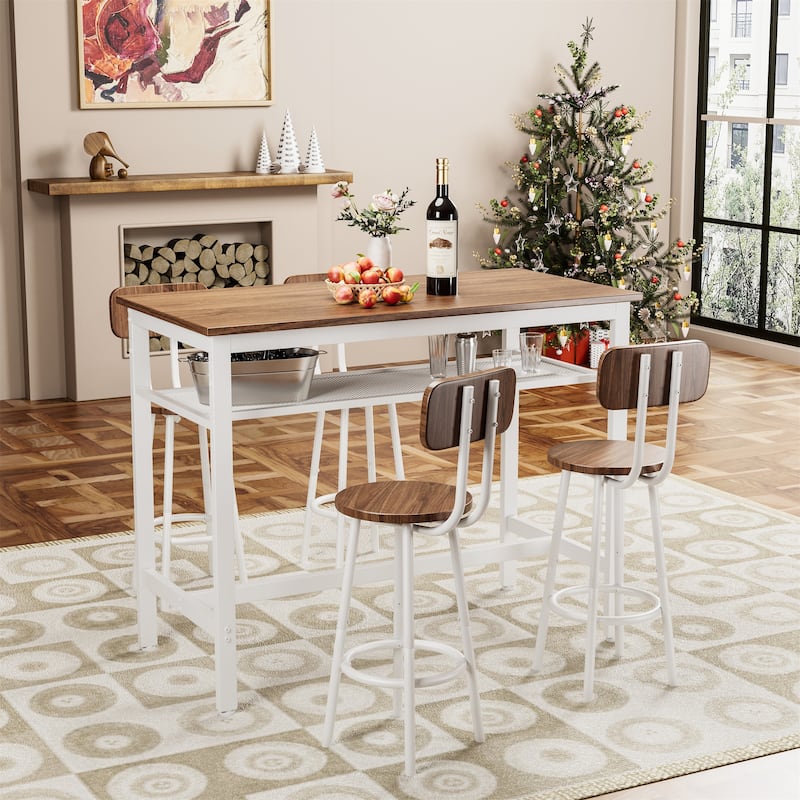 5-Piece Counter Height Bar Table Set with 4 Stools