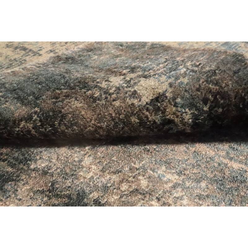 Hand Knotted Oriental Viscose Silk Carpet Modern All-Over Multi-Colored Abstract Area Rug - 7' 10'' X 5' 0''