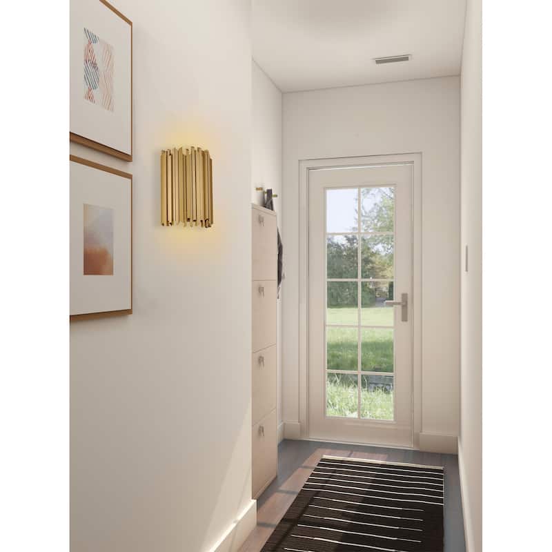 2 Light Gold Stainless Steel Rod Wall Sconce
