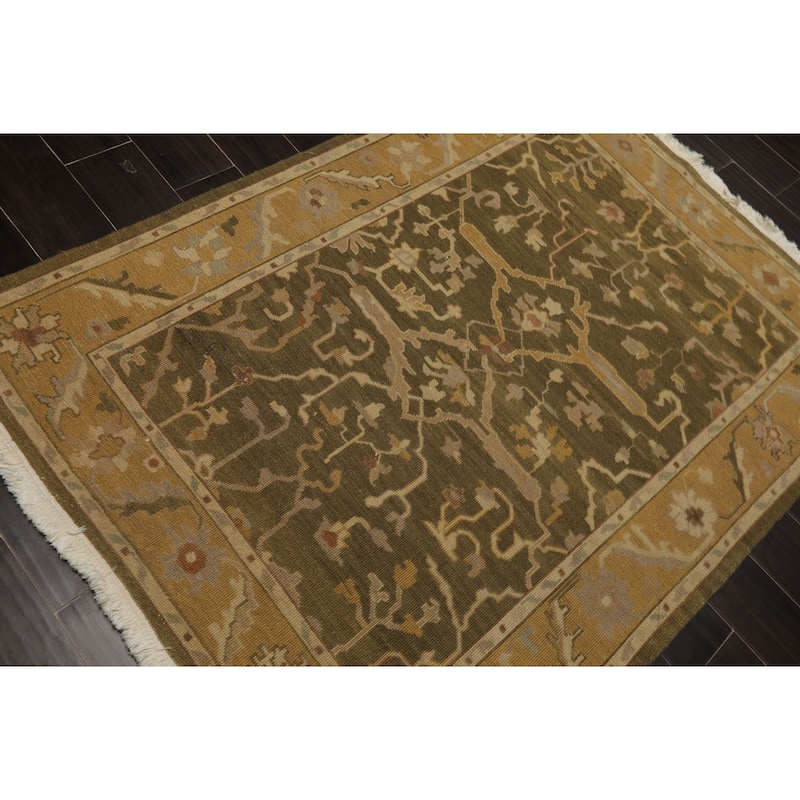 Nourison Nourmak Flatweave Reversible 4'1''x5'6'' Hand Woven Wool Olive Traditional Rug - 4' 1'' x 5' 6''