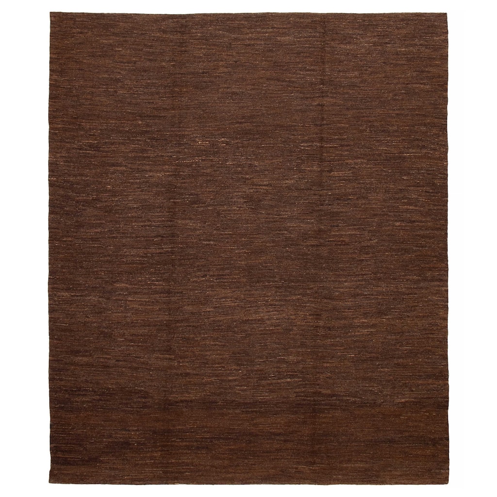 ECARPETGALLERY Flat-Weave Natural Brown Wool Tapestry Kilim - 9'9 x 11'3