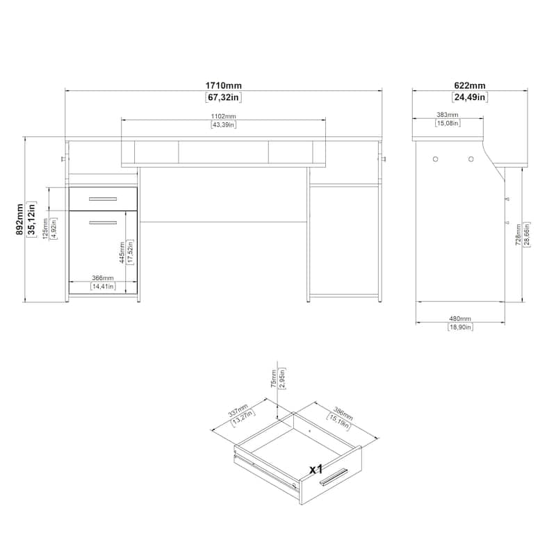 Porch & Den Gaming Desk, Matte Grey