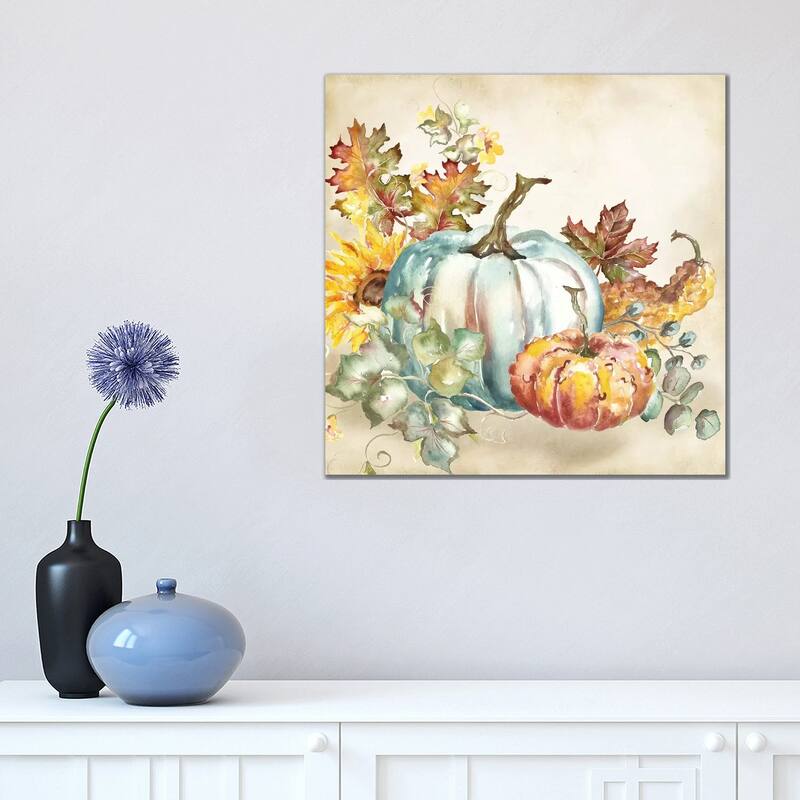 iCanvas "Watercolor Harvest Pumpkin III" by Tre Sorelle Studios Canvas Print - 18x18x1.5