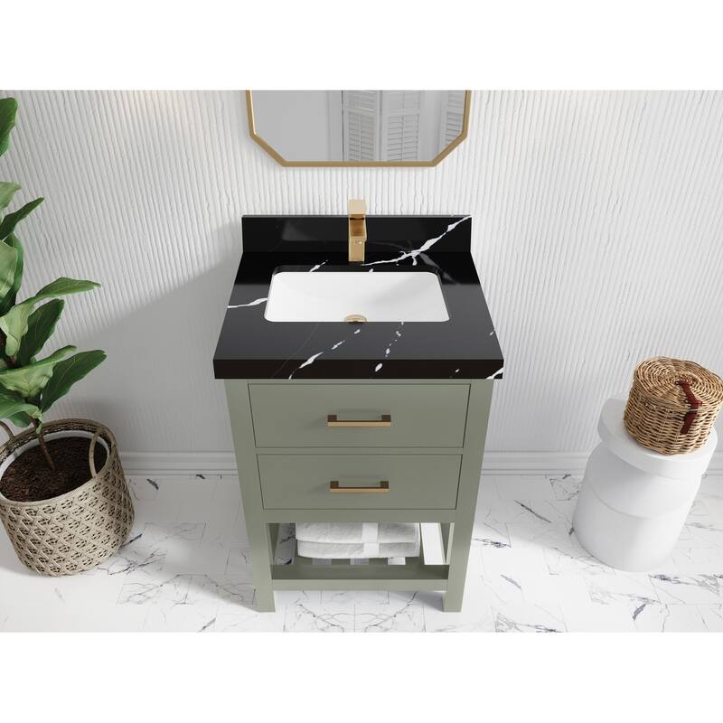 Willow Collections 24 x 22 Parker Single Bowl Sink Bathroom Vanity in White with Countertop - 24 in x 22 in