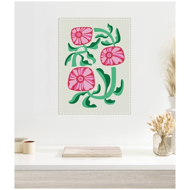 Kate and Laurel Sylvie Retro Flowers Framed Canvas by Rachel Lee