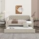 preview thumbnail 3 of 4, Twin Size Upholstered Daybed with Trundle and USB Charging Design, Velvet Upholstered Daybed Frame