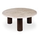 preview thumbnail 2 of 8, NADAAL STUDIOS Harper, Coffee Table Stone Top with Mango Wood Base - 42 X 42 X 16.14