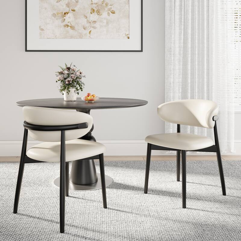 Leather Upholstered Dining Chairs Set Of 2, Armless Side Chair With Backrest