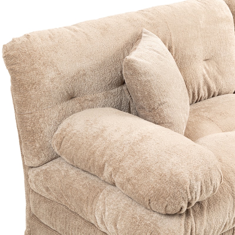 120.87" Chenille L-Shaped Sectional Sofa with Reversible Design, and 3-Seat Sleeper & Ottoman - Dual-Layer Cushion