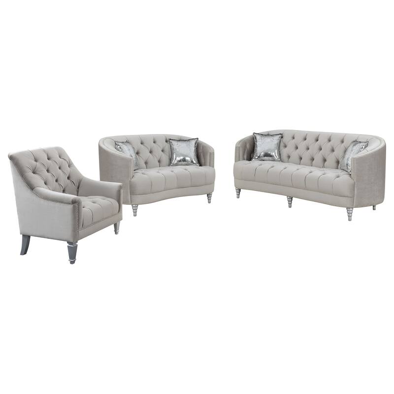 Avonlea Grey Upholstered Sloped Arm Sofa Set