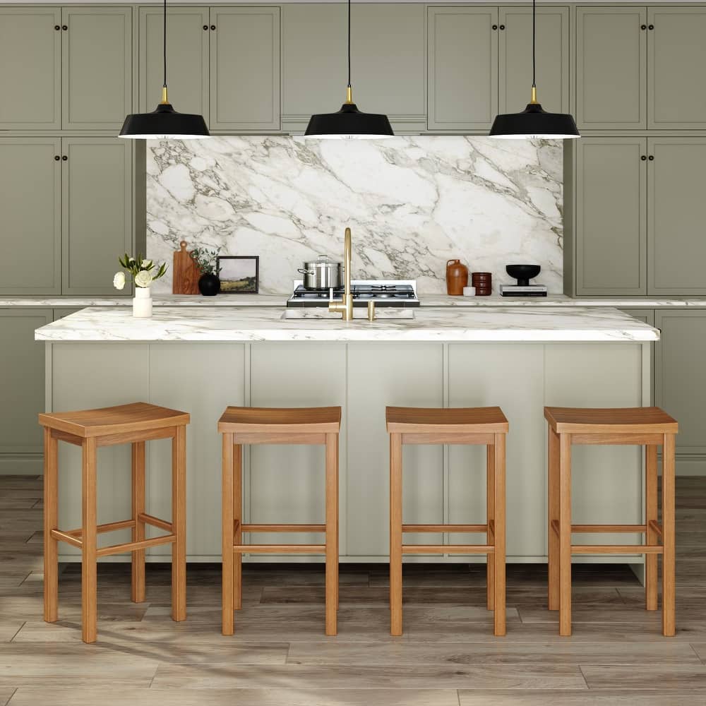 Now Furniture Solid Wood Backless Saddle Seat Bar Height Stool