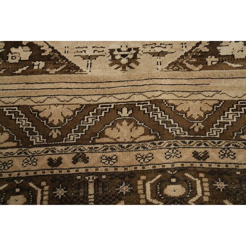 Hand Knotted Oriental 100% Wool Carpet Transitional Medallion Brown Oushak Area Rug - 10' 1'' X 6' 3''