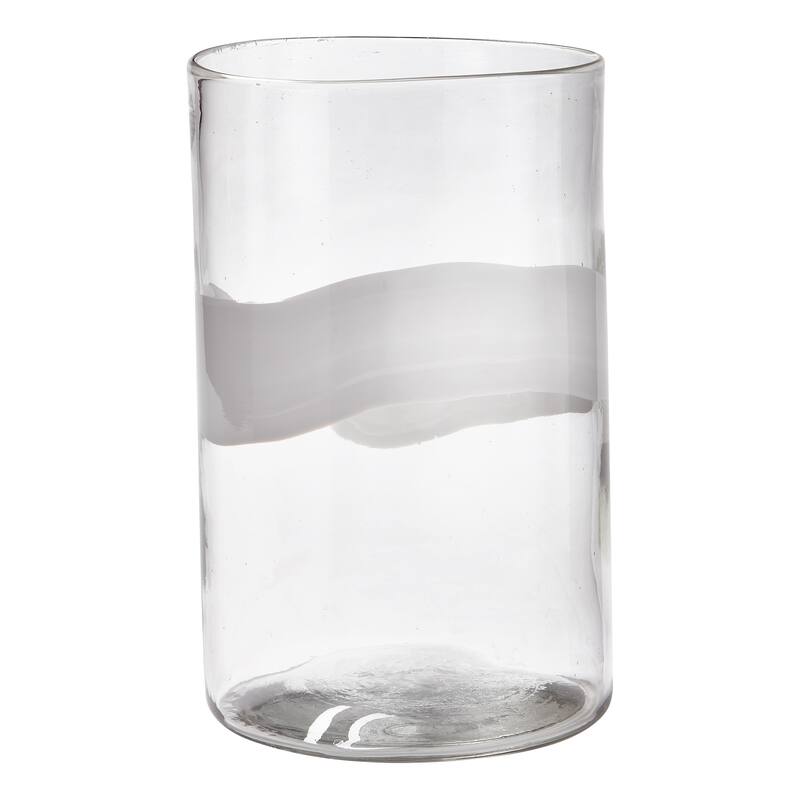Tiburon Clear Glass Hurricane Pillar Candle Holder Small Size, 8.0xL x 8.0W x 12.75H inches