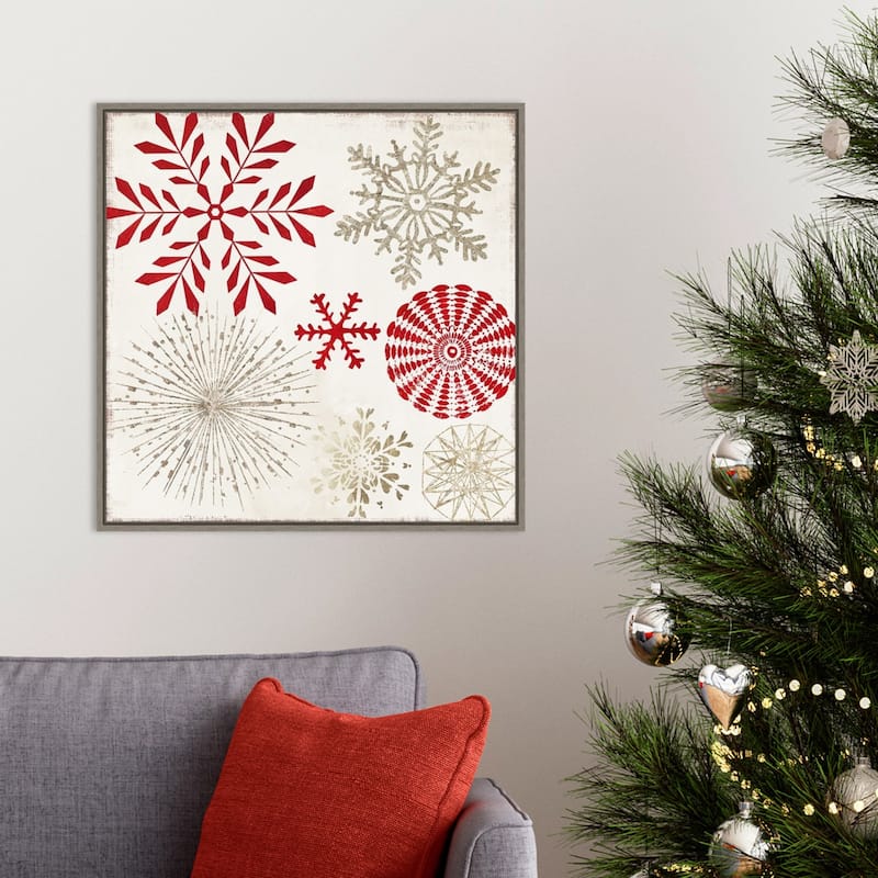 Christmas Snowflakes I by PI Studio Framed Canvas Wall Art
