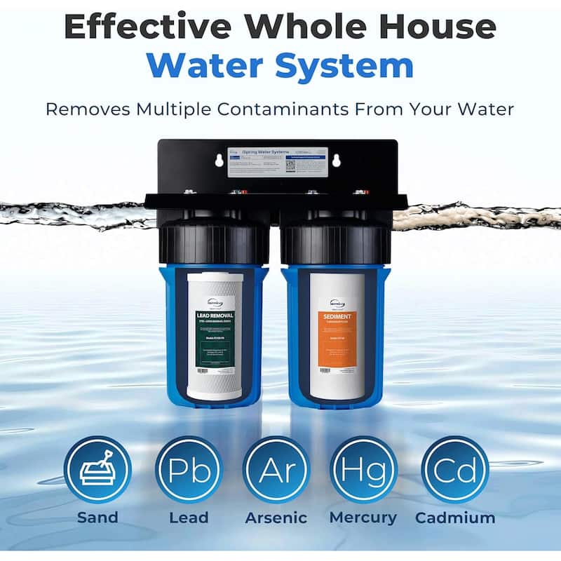 iSpring WGB21B-CPB 2-Stage Whole House Water Filtration System Reduces Arsenic, Cadmium, Mercury, Sediment, Chlorine, & Lead