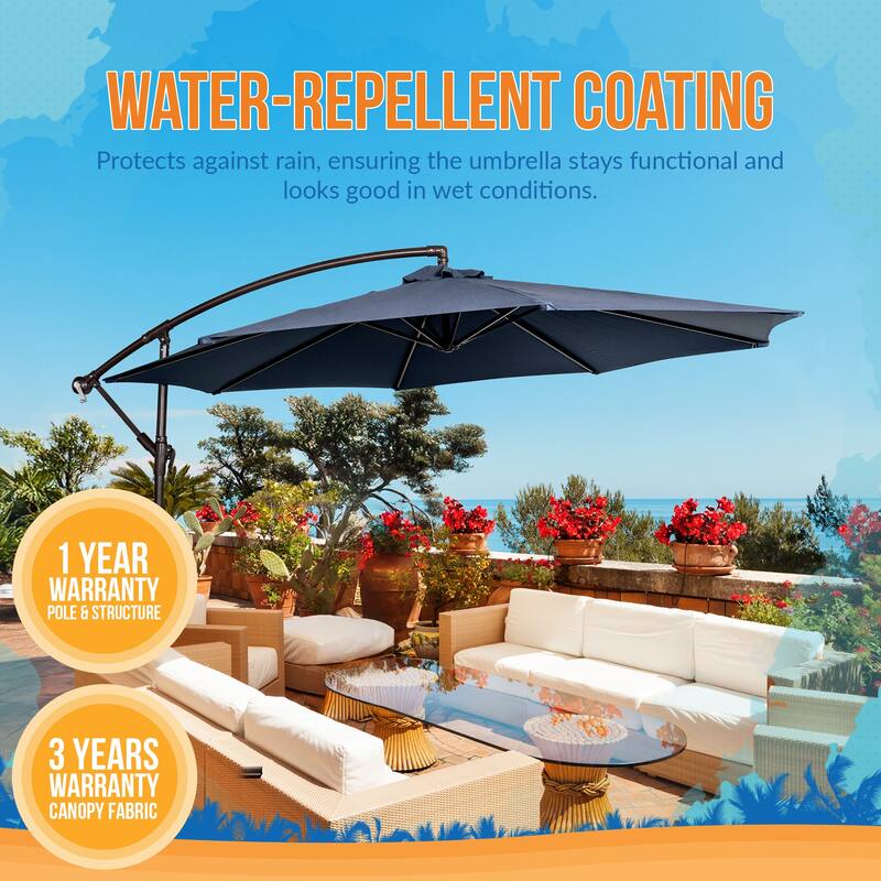 Island Umbrella Captiva 10-ft Octagonal Cantilever Umbrella with Base - Breez-Tex Canopy