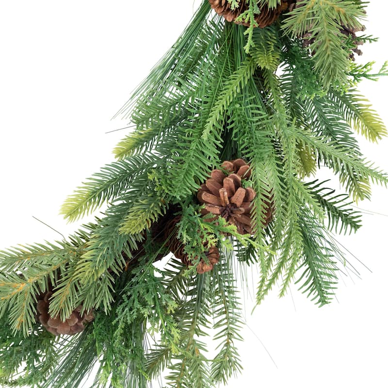 Pinecones and Mixed Foliage Artificial Christmas Wreath - 32" - Unlit