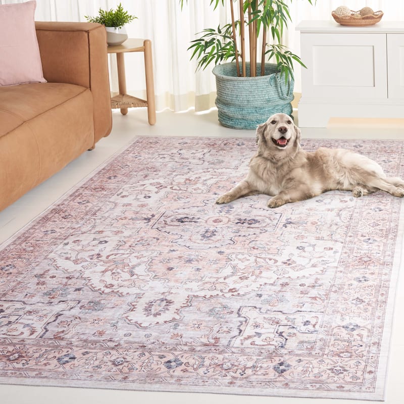 SAFAVIEH Arizona Dympna Vintage Rug - 6' Round - Peach/Beige