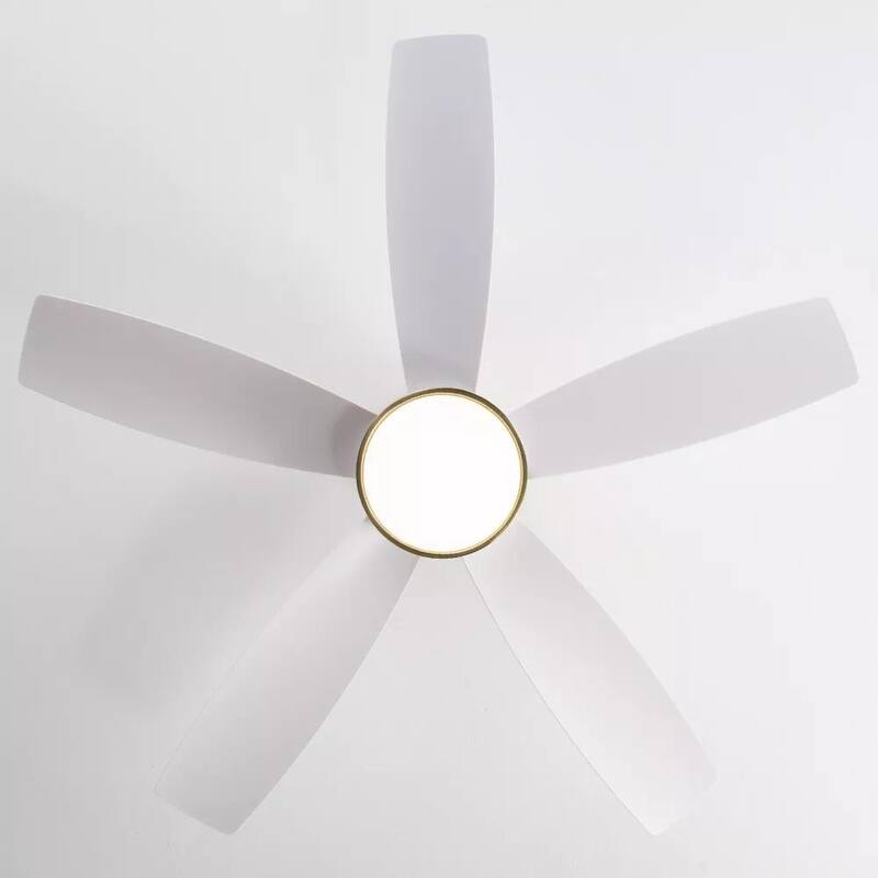 42 Inch Flush Mount Ceiling Fans with LED Light 22W and Remote Control 5 ABS Fan Blades for Bedroom Dining Room - Gold