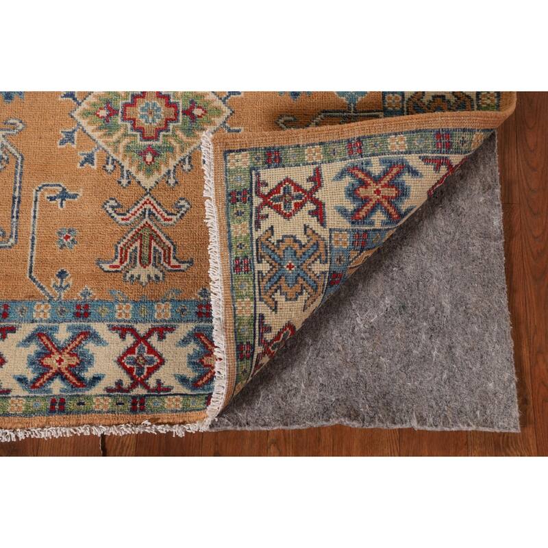 Orange Kazak Rug Hand-Knotted Wool Carpet - 3'5"x 4'10"