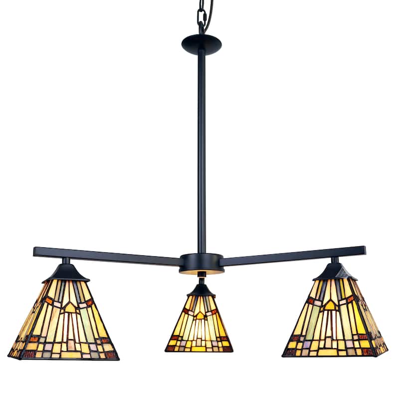 Tiffany-Style Mission Design 3-light Blackish Bronze Chandelier