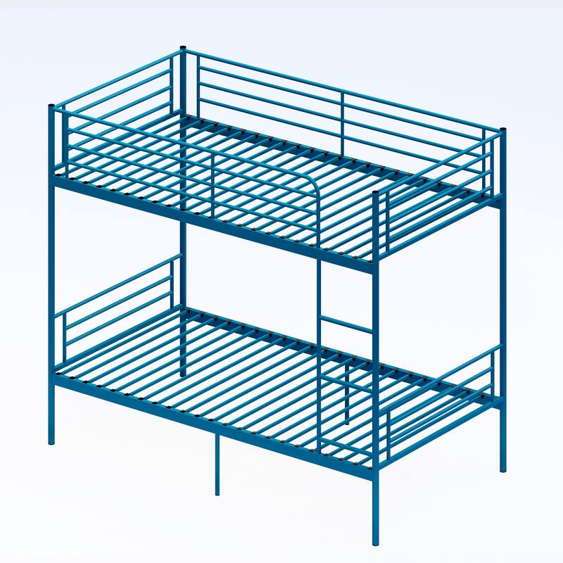 Bunk Bed with Ladder and high Guardrail, Able to Split, Metal Bunk Bed, Storage Space, Noise Free,Twin Over Twin Size