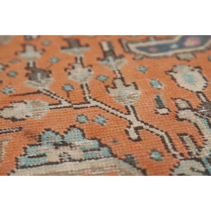 Orange Geometric Tabriz Persian Area Rug Hand-Knotted Wool Carpet - 6'3"x 9'6"
