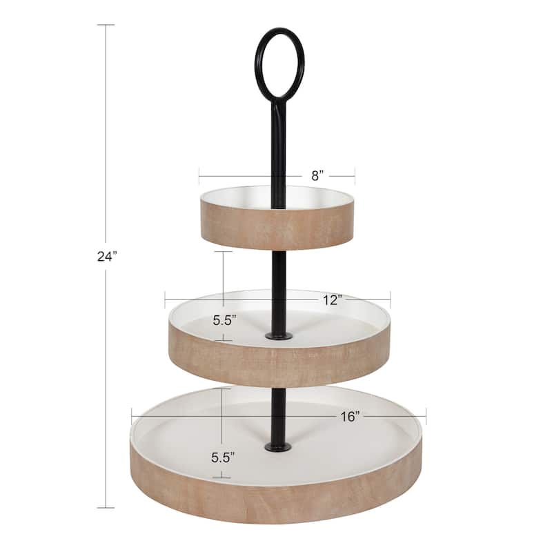 Kate and Laurel Woodmont 3 Tiered Wood Tray - 3 Tier