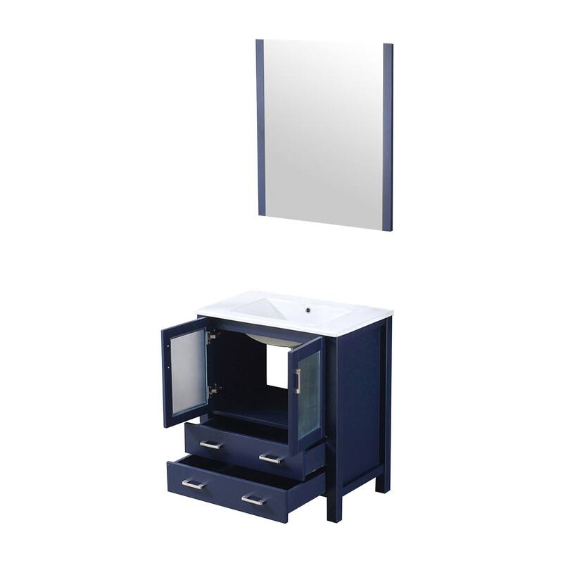 Bathroom Vanity with Ceramic Top, 28" x 32" Mirror, Soft Close Cabinet & Drawers, Scratch & Stain Resistant