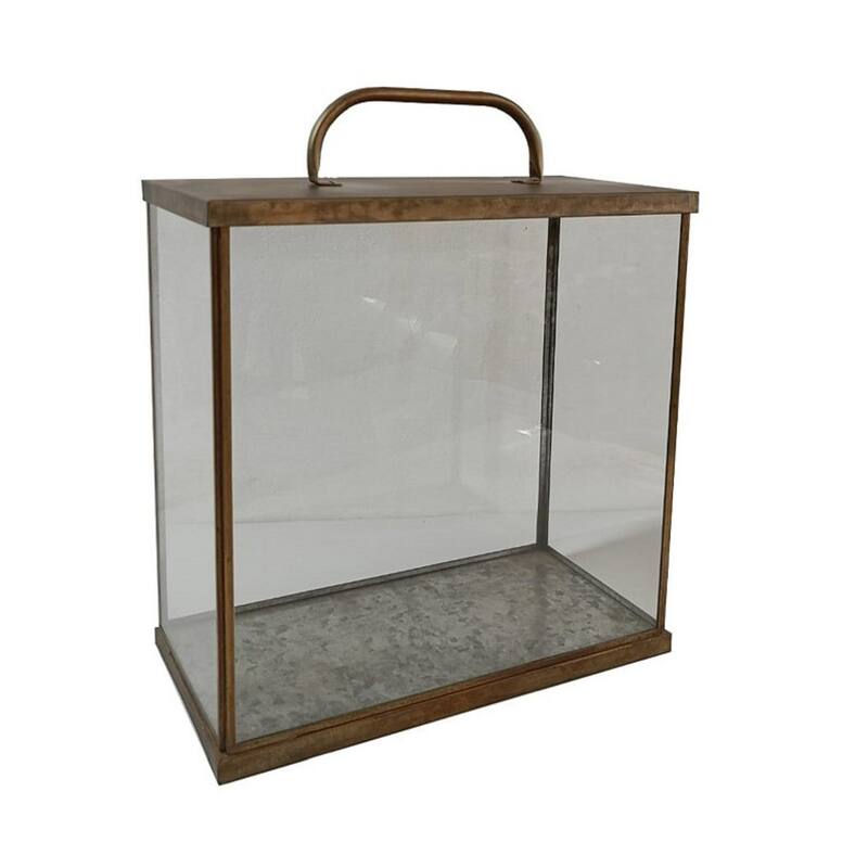 Antique-Style Aged Iron Lantern - 13.25" - Brown