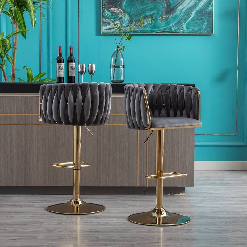 Ostweer Furniture Set of 2 Ivory Simple Swivel Bar Stools