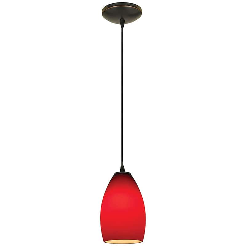Access Lighting Champagne 1 Light LED Pendant - 5" Wide with Red Glass