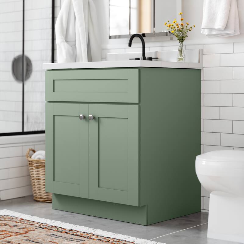 Brookings 30 Inch Fully Assembled Bathroom Vanity - Evergreen Fog