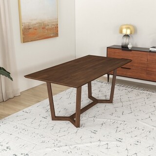 Renaldo Mid-Century Modern Rectangular Solid Wood Dining Table in Brown ...