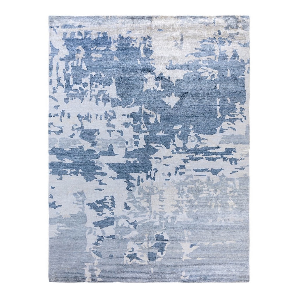 Modern One-of-a-Kind Hand-Knotted Area Rug, Gray - 9' 2" x 12' 2"