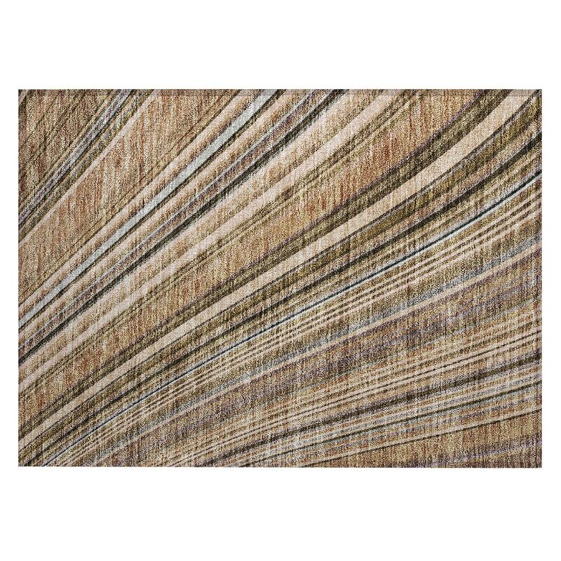 Machine Washable Indoor/ Outdoor Stripe Wave Chantille Rug