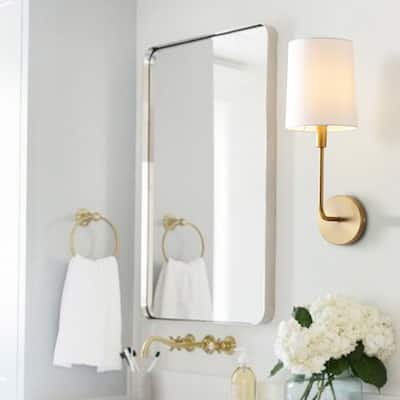SAFAVIEH Lighting Vedia Wall Sconce - Brass - 6.8"x7.8"x18.3" - Ivory/Gold - 7Wx8Dx18H