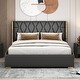 preview thumbnail 1 of 26, Queen Platform Bed with PU Leather Upholstery and Soft Headboard Black - Queen