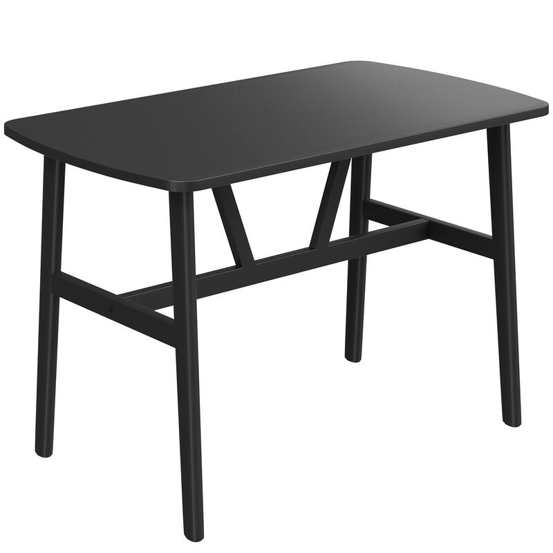 47.2 inch Dining Table for 4-6 Person, Rectangular Wood Kitchen Table, Modern Dinner Table with Sturdy Metal Frame - Black